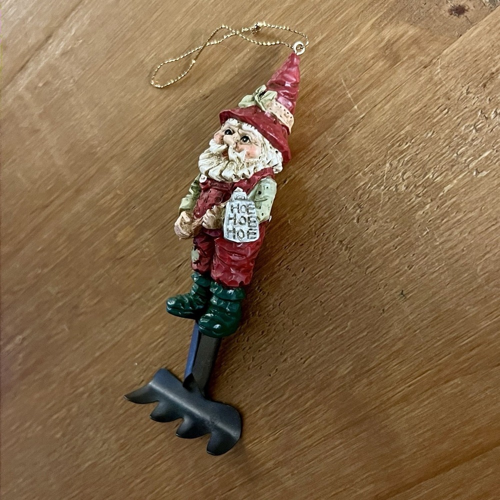 Christmas Garden Gnome Ornament Resin Holiday Decor 5" Gardener Funny Gift